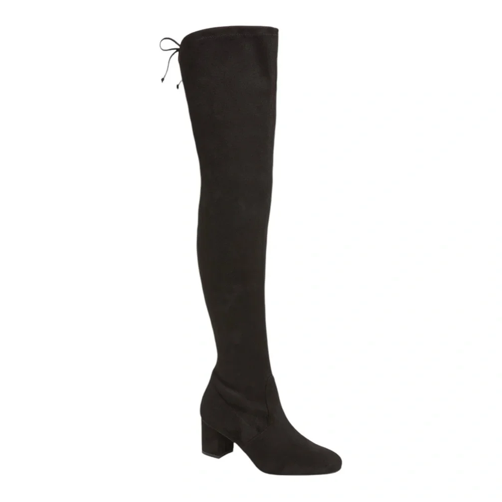 Stuart Weitzman Genna 60 City Suede Over The Knee Boots Black Slim Calf Size 7